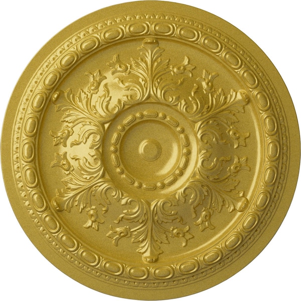 Ekena Millwork Oslo Ceiling Medallion (Fits Canopies up to 7 5/8"), Hand-Painted Rich Gold, 38 3/8"OD x 2 7/8"P CM38OSRGS - main